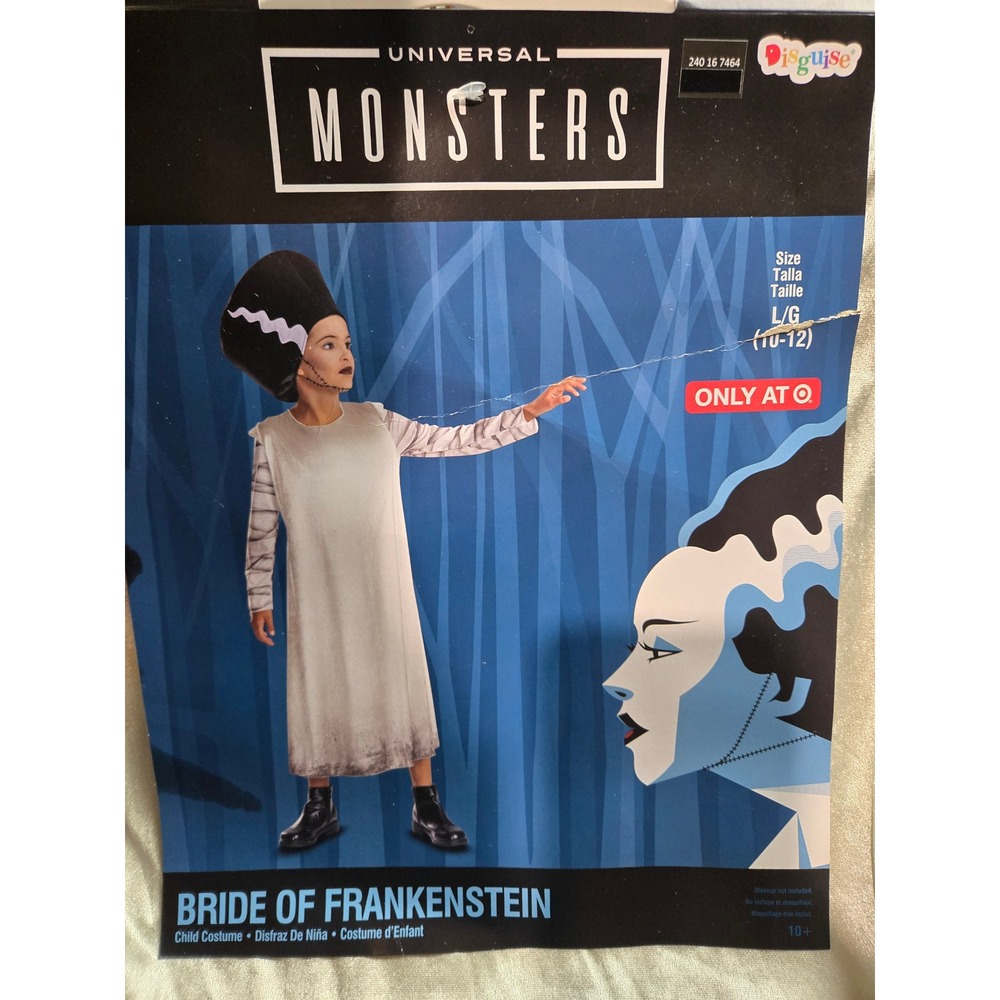 Universal Monsters Bride of Frankenstein Kids Costume Large 10-12